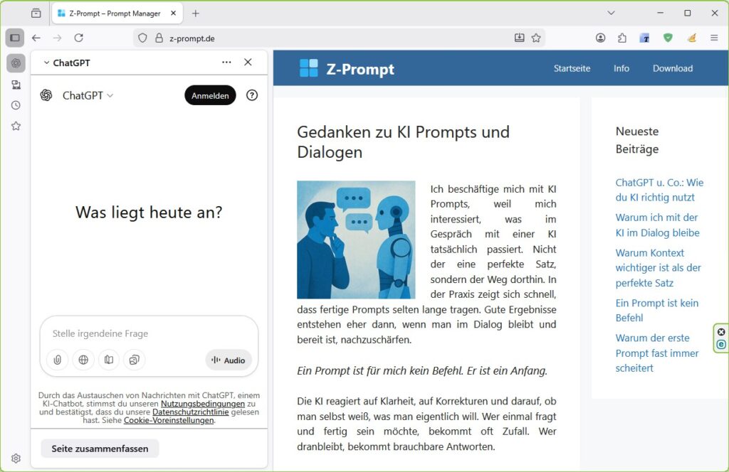 Firefox mit KI-Fenster