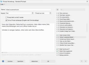 Z-Prompt, Promptverwaltung, Prompts speichern und nutzen