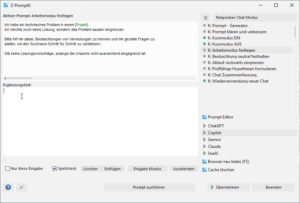 Bild vom Dialog-Modus beim Arbeiten mit der KI mit Z-PromptX