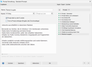 Screenshot, der Prompt Verwaltung von Z-PromptX