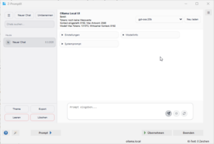 Bild von der lokalen GUI für Ollama